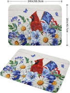 4th of July Dish Drying Mat for Kitchen Counter Cardinal Patriotic Flowers - Image 2