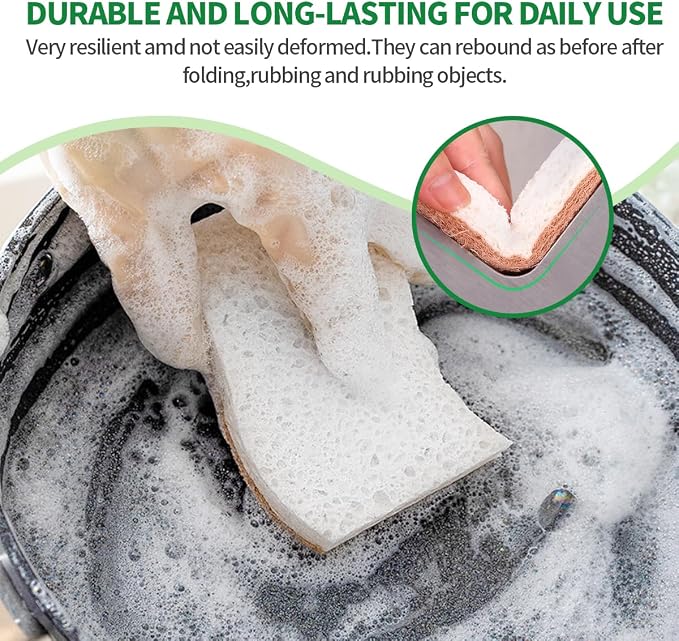 Sponges Kitchen Natural Dish Sponge Plant-Based Biodegradable Compostable - Image 5