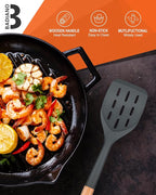 Pack of 2 Silicone Spatula, Non Stick Cooking Utensil Set Wooden Handle Kitchen - Image 7
