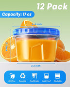 BiuLeon 12 Pack-17oz Freezer Storage Containers, Plastic Food Storage Containers - Image 2