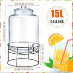 Honeydak 1 Pack 4 Gallon Glass Beverage Dispenser - Image 2