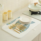 Coastal Dish Drying Mat 18 x 24 inch Beach Blue Fish Print Decorative Drying - Image 4