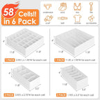 6 Pack Sock Underwear Drawer Organizer Dividers, 58 Cell Foldable Fabric - Image 4