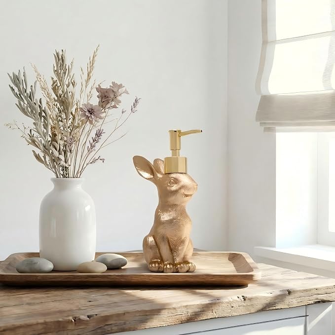 Gold Bunny Soap Dispenser – Vintage Rabbit Hand & Dish Soap Dispenser - Image 6