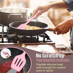 E-far Silicone Cooking Utensils Set, 7-Piece Pink Heat Resistant Kitchen - Image 4