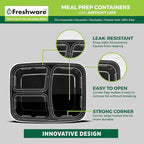 Freshware Bento Box Meal Prep Containers, 3-Compartment, 32 ounce - Image 5