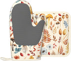 Fall Silicone Oven Mitts Pan Mats Set of 2, Heat Resistant Gloves Potholder - Image 2