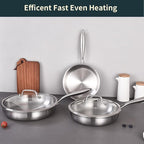 DELARLO Tri-ply Stainless Steel Frying Pan Set 8" 10" 12" - Image 8