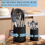 Kyraton Cooking Utensils Holder 2pcs, 360° Rotating Heavy Duty Plastic Kitchen - Image 3