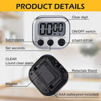 Leumoi 24 Pcs Digital Kitchen Timers Magnetic Back Timers Bulk Large Screen - Image 3