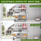 Over The Sink Dish Drainer Drying Rack 3 Tier, Full Stainless Steel Dish Drying - Image 3