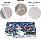 Winter Snowman Dish Drying Mat for Kitchen Counter 18x24, Xmas Snowflakes Dish - Image 3
