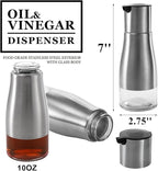 Tebery 2 Pack Silver Olive Oil and Vinegar Dispenser Set, 10OZ Oil Dispenser - Image 2