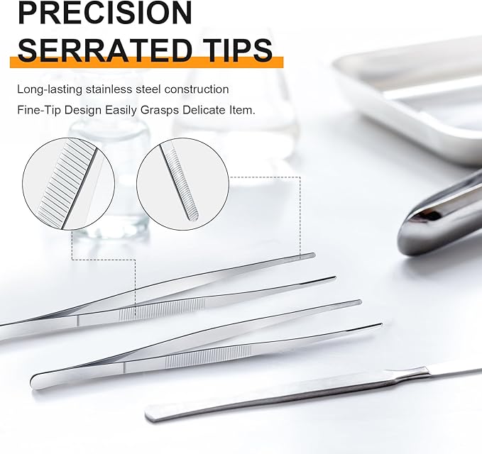 Yaomiao 8 Packs 12 Inch Bar Tweezers Silver Cocktail Tongs Long Garnish - Image 3