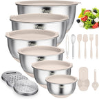 Wildone Mixing Bowls with Airtight Lids, with 3 Grater Attachments, Scale Marks by Wildone