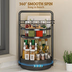 Rotating Spice Rack with Paper Towel Holder, 2 Tier Turntable Lazy Susan - Image 5