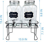 1 Gallon Glass Drink Dispenser for Parties, 2 Packs Juice Lemonade Ice Tea - Image 2