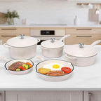 QuliMetal Nonstick Enameled Cast Iron Cookware Set, 5-Piece Pots and Pans Set - Image 8