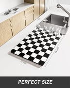 Rnivvi Dish Drying Mat for Kitchen Counter, 12 x 19" Cute Checkered Absorbent - Image 2