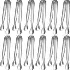 HOTEC 12-Pack Mini Sugar Tongs Stainless Steel Ice Tongs 4.3Inch Serving Tongs by Hotec