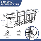 3-In-1 Sponge Holder for Kitchen Sink, 2 Type Suspension Options, Hanging Sink - Image 3