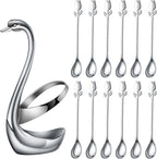 Silver Small Coffee Spoon Holder Set, Swan Base - Image 2