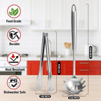 Newness 304 Stainless Steel Spaghetti Server and Spaghetti Tong, Pasta Spoon - Image 2