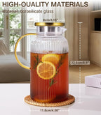 2 PACK Glass Pitcher with Lid 64 oz, Classic Vertical Stripes Pitcher with Lid - Image 4