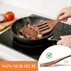 3Pcs Wooden Spatulas, Acacia Wood 12inch Long Handle Flat Frying Turner - Image 3