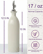 Ceramic Olive Oil Dispenser Bottle, 17 oz Stoneware Relief oil container - Image 3