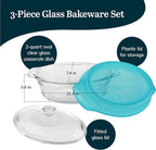 Libbey Baker’s Premium 3 Piece Glass Baking Dish Set, Space Saving Casserole - Image 3