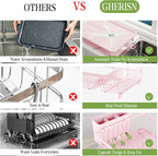 Dish Drainer Rack with Drip Tray, Sink Dish Drainer with Drainage Spout - Image 3