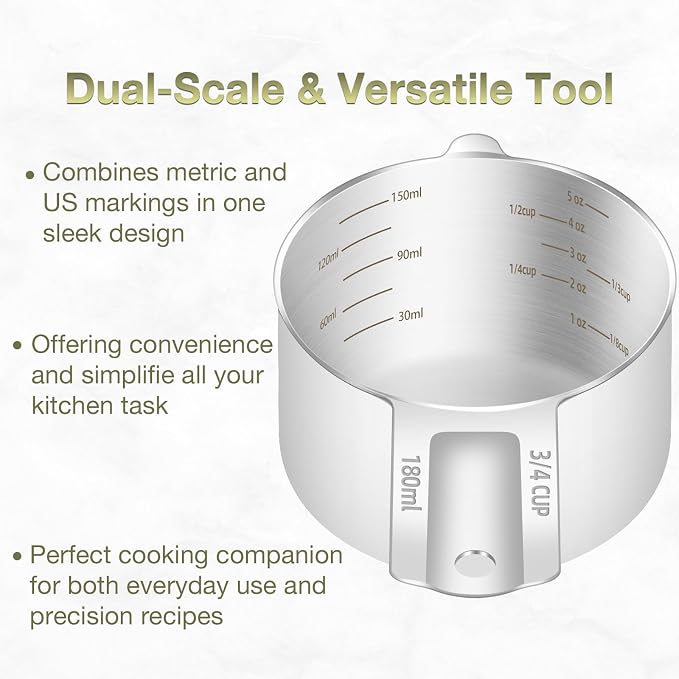 1PCS 3/4Cup Single Measuring Cup, Etched Inner Scale Stainless Steel Measure - Image 4