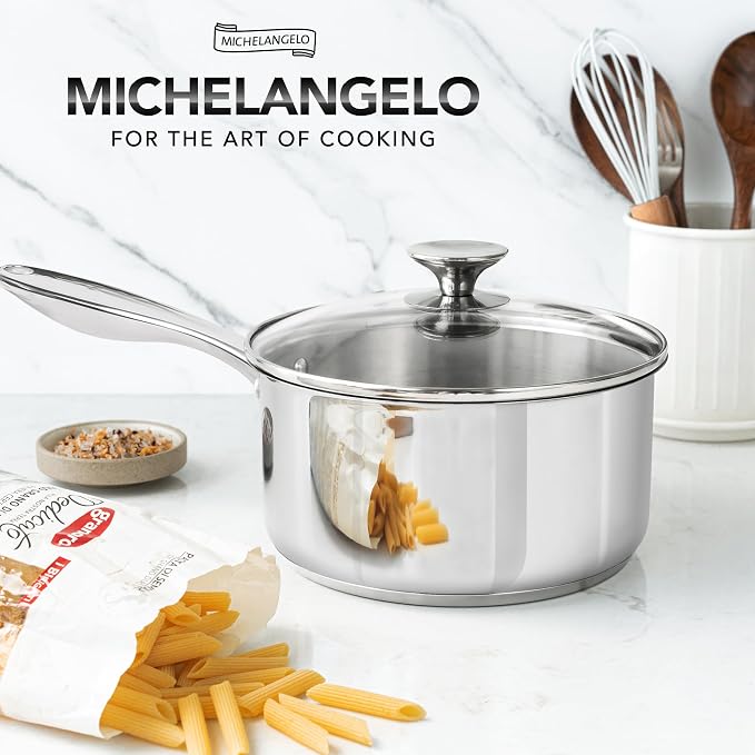 MICHELANGELO Tri-ply Stainless Steel 4 Qt Saucepan - Image 7