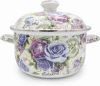 Flower Enamel on Steel Stock Pot/Stockpot by OLYTARU
