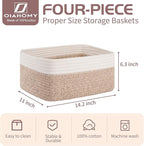OIAHOMY 4 Pack Storage Baskets for Organizing, Small Bins for Shelves, Cute - Image 3