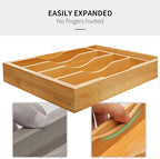 2-Piece Bamboo Silverware Organizer, Expandable Kitchen Drawer Organizer - Image 5