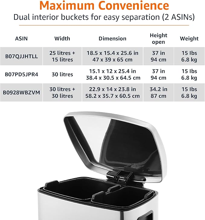 Amazon Basics Dual Compartment Recycling Trash Can - Image 5