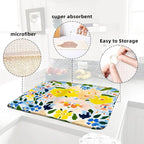 Blue and Yellow Floral Large Dish Drying Mats, Reversible Dish Drying Pads - Image 6