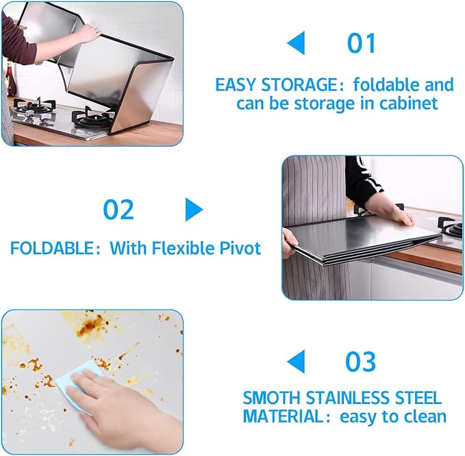 4 Sided Splatter Guard for Frying Stove Top Stainless Steel Splatter Screens - Image 3
