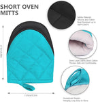 Short Oven Mitts, Heat Resistant 500°F, Silicone Grip Kitchen Gloves, Non-Slip - Image 2