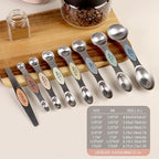 ChefAide Pack of 8 Stainless Steel Magnetic Measuring Spoons Set, Dual Sided - Image 2