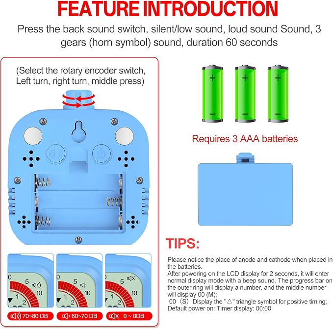 Digital Visual Timer for Kids 12hours Countdown countup Kitchen Timer Student - Image 7