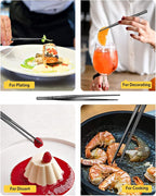 4 Pcs Fine Long Tweezer Tongs Professional Black, Sea food and BBQ - Image 5