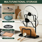 Kitchen Pot Lid Storage Rack: Carbon Steel Double Layer Pot Lid Organizer - Image 8