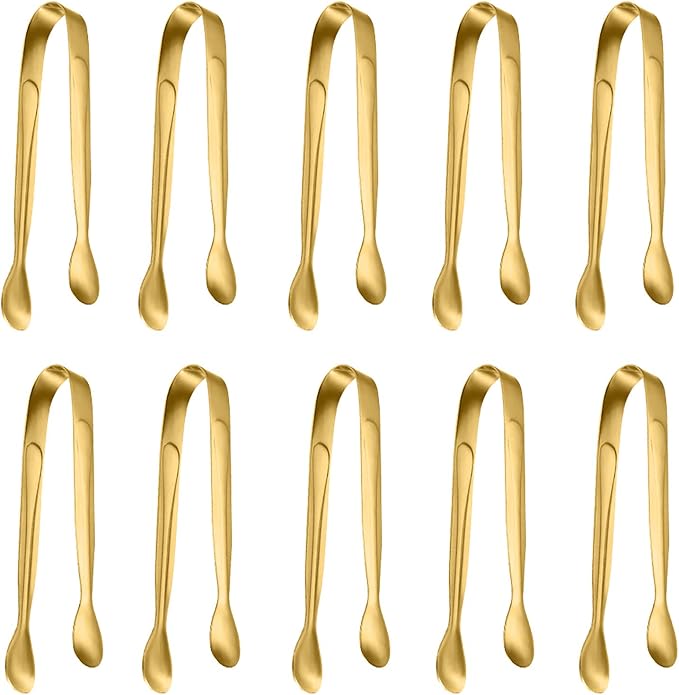 10 Pack Small Ice Tongs Sugar Tongs, Stainless Steel Mini Serving Appetizers by TOUGS