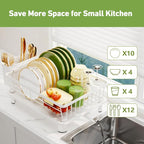 Dish Drainer Rack with Drip Tray, Sink Dish Drainer with Drainage Spout - Image 5