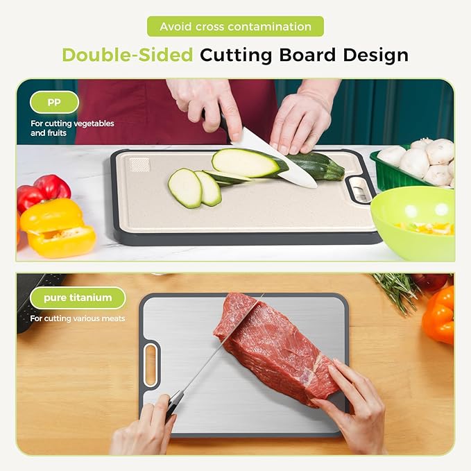 Titanium Cutting Board, Double Sided Food Grade Pure Titanium/PP, Cutting Board - Image 4
