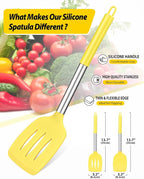 Pack of 2 Silicone Solid Turner, Non Stick Slotted Kitchen Spatulas, High Heat - Image 2