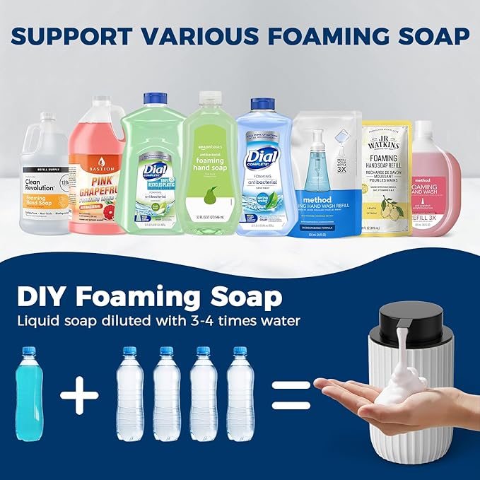 Ceramic Foaming Hand Soap Dispenser 2Pack，12 oz Bathroom Soap Dispensers， - Image 4